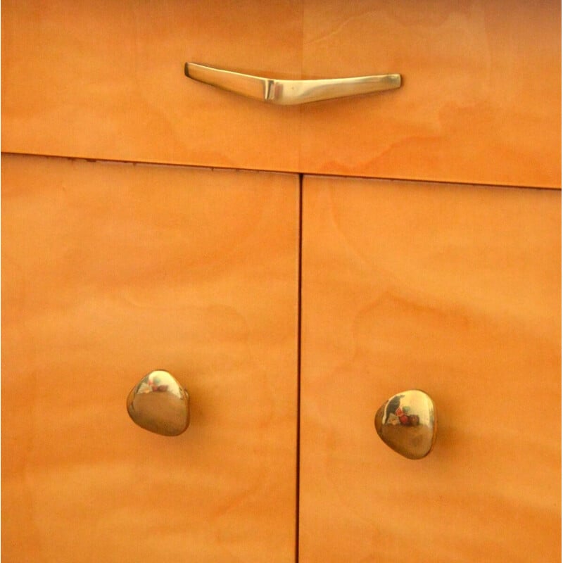 Par de armários de cabeceira de cama vintage com 2 portas articuladas, 1950