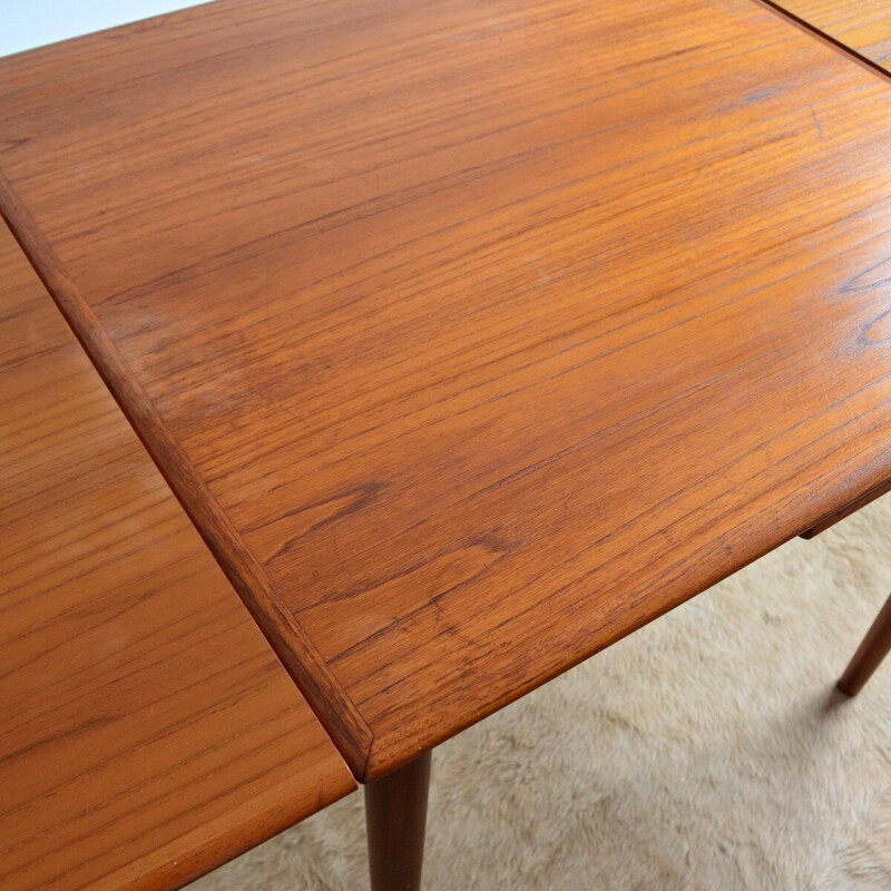 Danish square teak table with extensions by Henning Kjaernulf, 1960