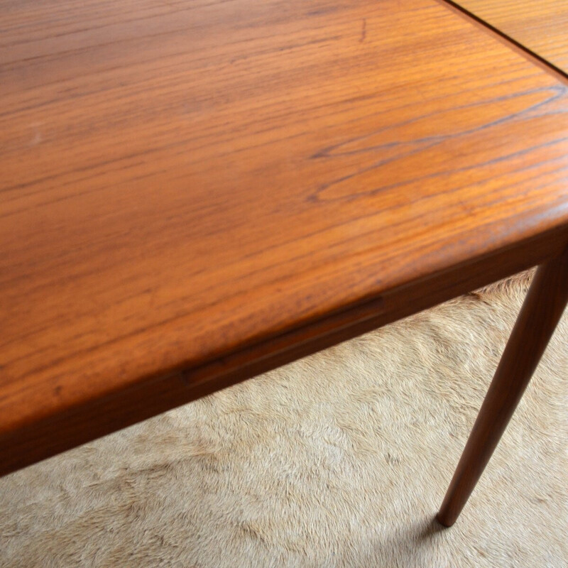 Danish square teak table with extensions by Henning Kjaernulf, 1960