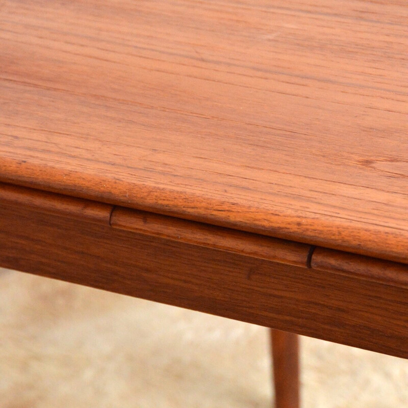 Danish square teak table with extensions by Henning Kjaernulf, 1960