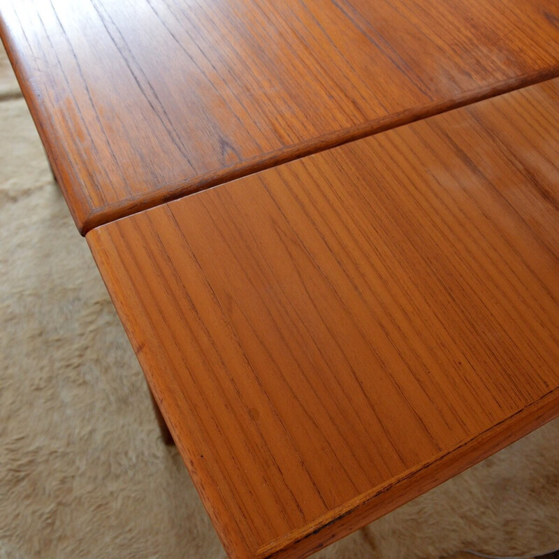 Danish square teak table with extensions by Henning Kjaernulf, 1960