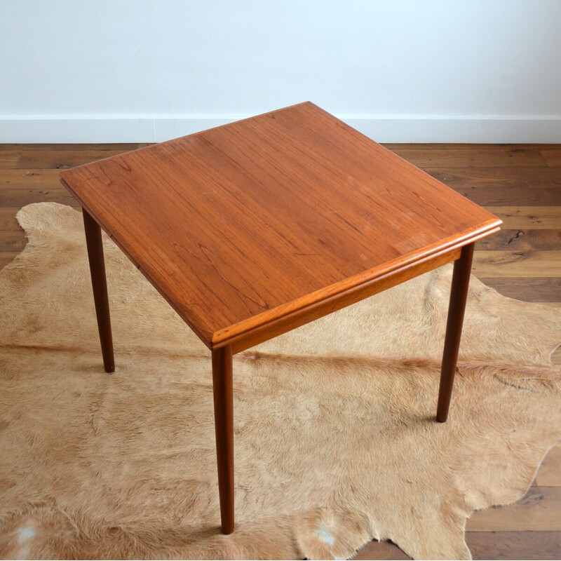 Danish square teak table with extensions by Henning Kjaernulf, 1960