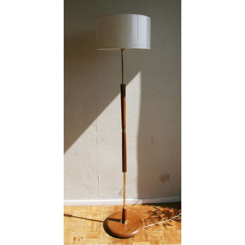 Floor lamp in teak and brass - 1960s