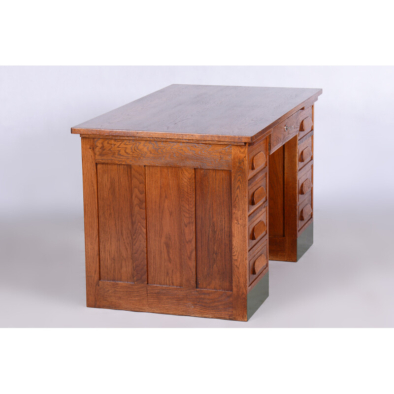 Vintage Art Deco solid oakwood writing desk, 1930s