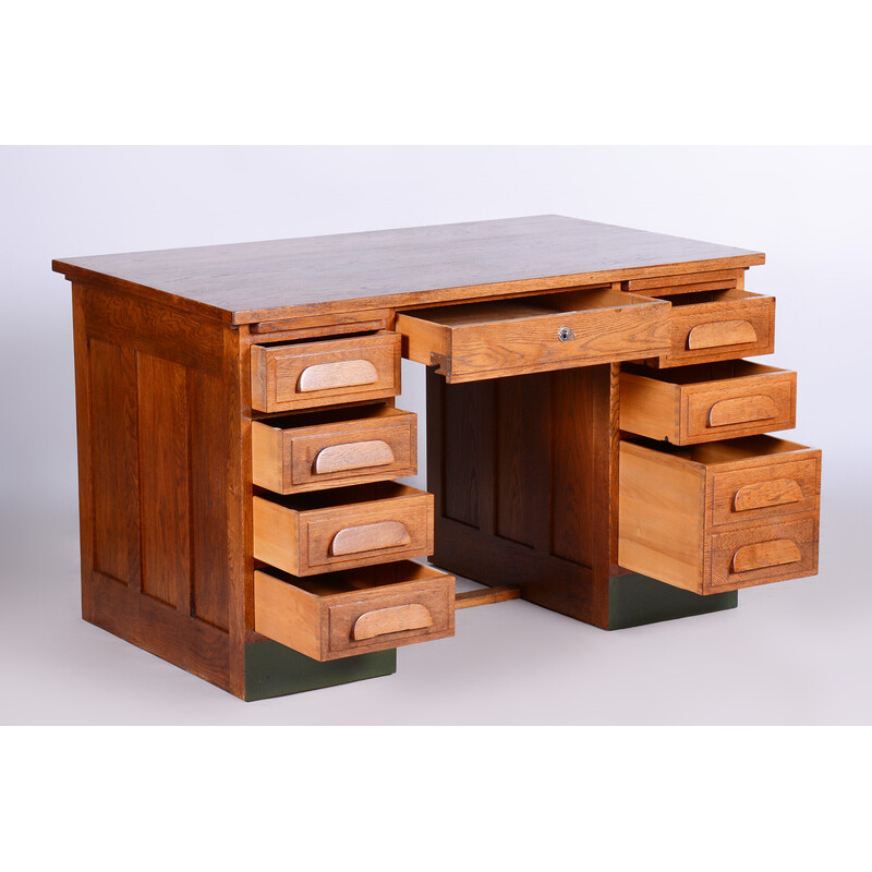 Bureau Art Déco vintage en chêne massif, 1930