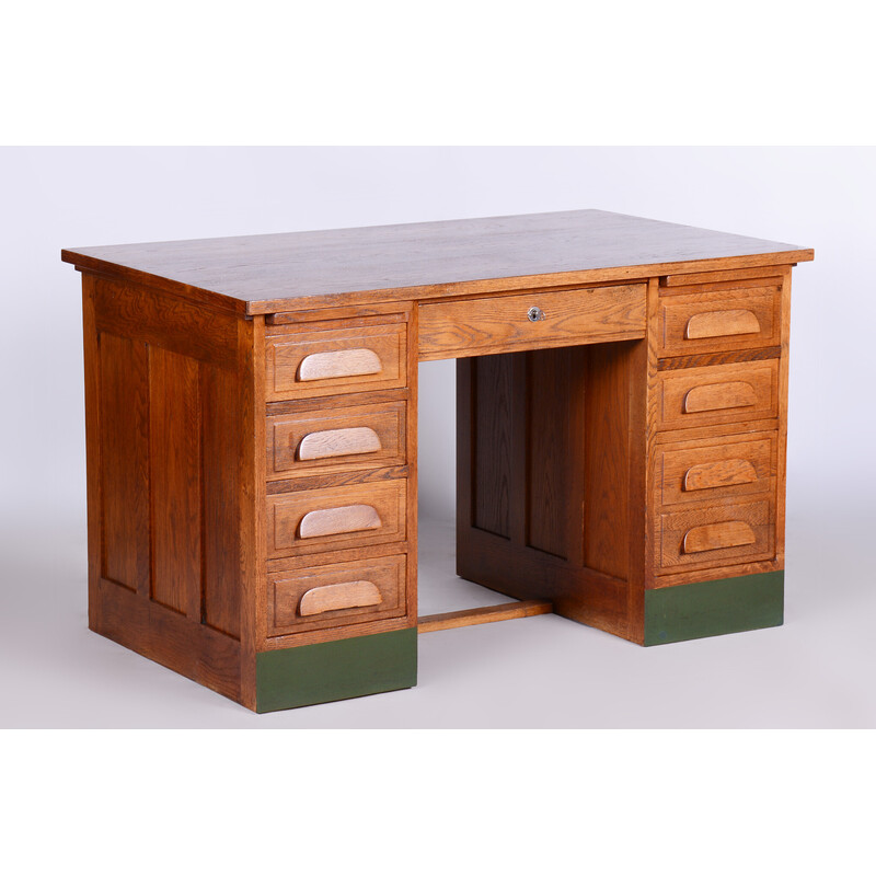 Vintage Art Deco solid oakwood writing desk, 1930s