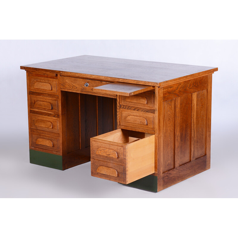 Mesa de escrita Vintage Art Deco madeira maciça de carvalho, 1930s