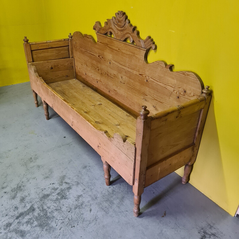 Vintage Swedish pine kitchen bench