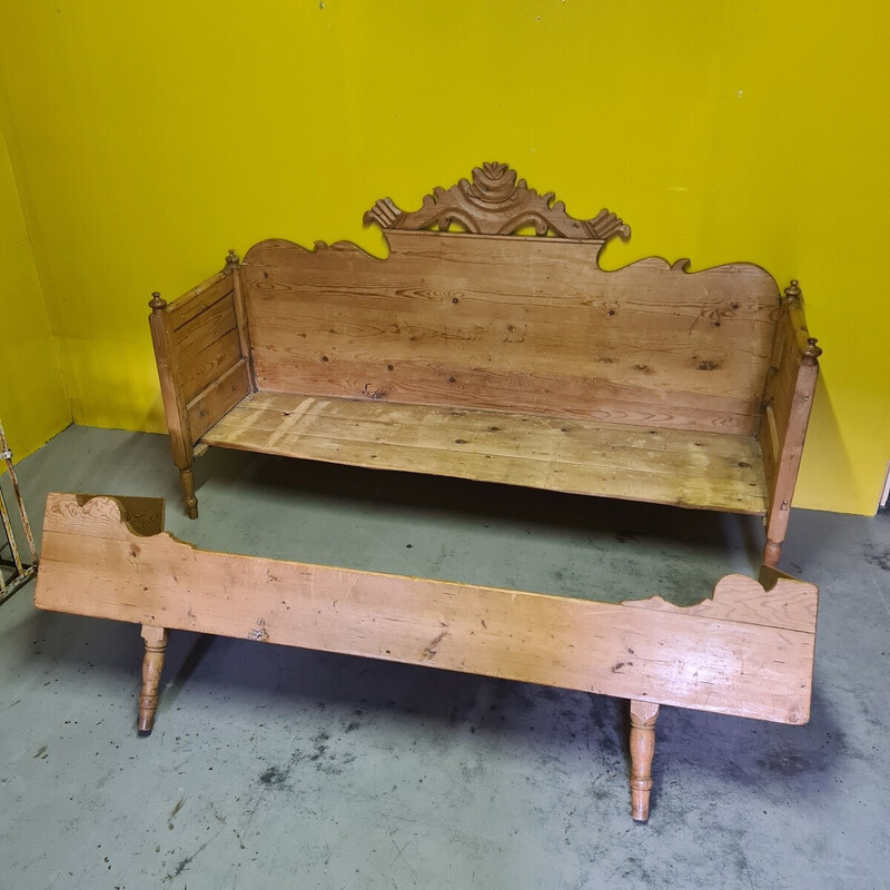 Vintage Swedish pine kitchen bench