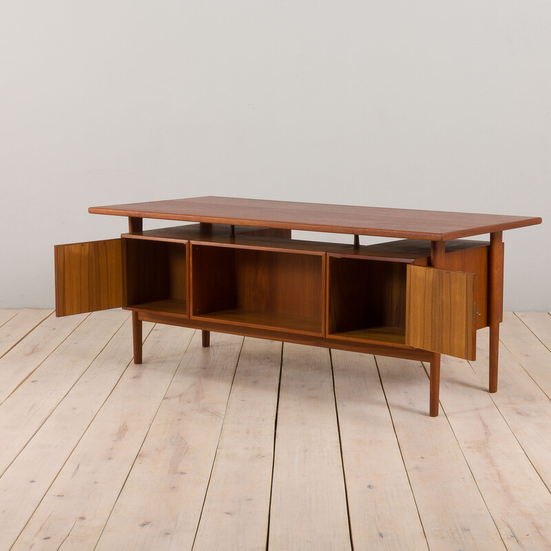 Scrivania direzionale danese vintage in teak modello Fm 60 di Kai Kristiansen per Feldballe's Møbelfabrik, 1960