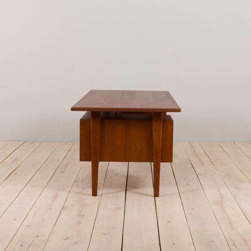 Danish vintage executive desk in teak model Fm 60 by Kai Kristiansen for Feldballe's Møbelfabrik, 1960s