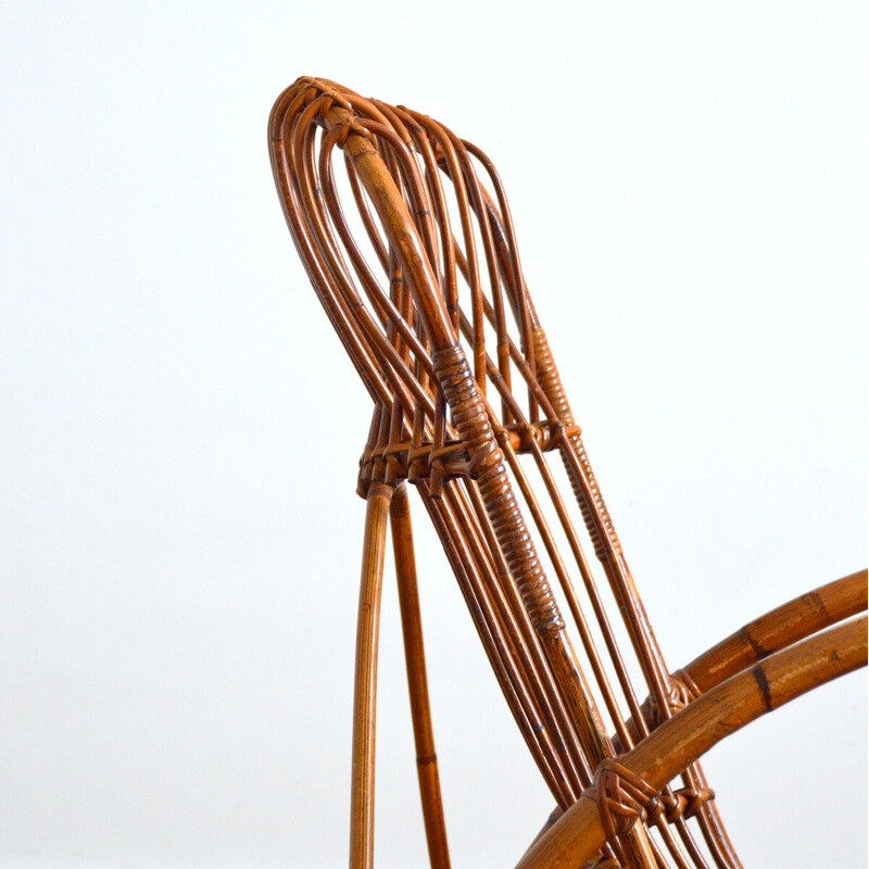 Chaise à bascule vintage en rotin par Rohe Noordwolde, 1950-1960