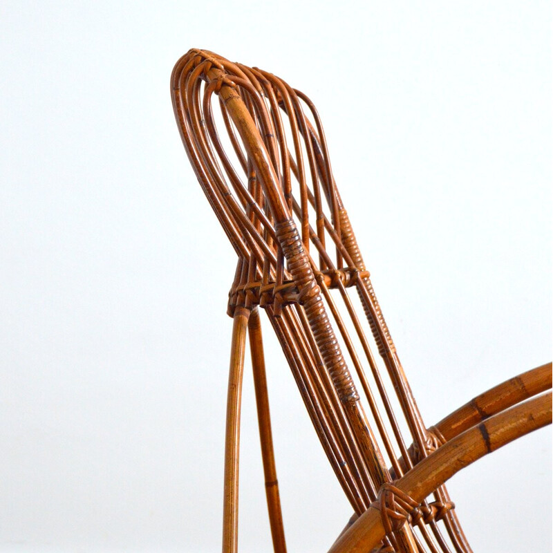 Vintage rattan rocking chair by Rohe Noordwolde, 1950-1960