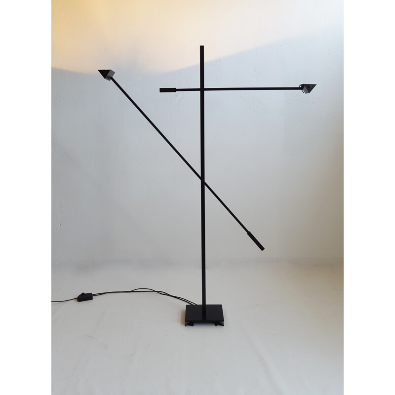 Double-armed floor lamp with counterweight distributed by Glasses and Lights - 1980s