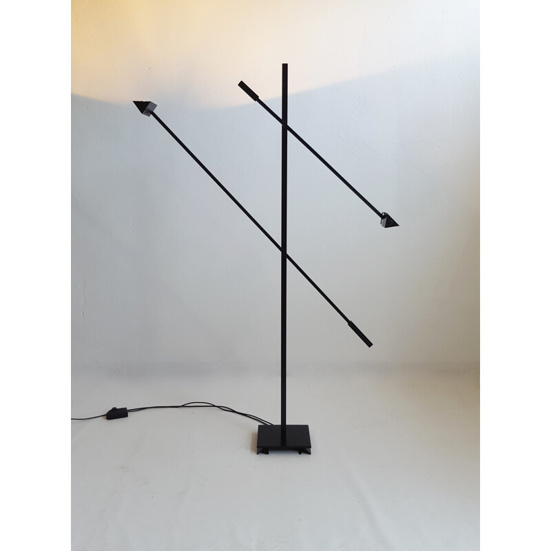Double-armed floor lamp with counterweight distributed by Glasses and Lights - 1980s