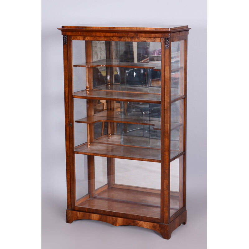 Vintage Biedermeier Vitrine in Nussbaum und massiver Fichte, 1830er Jahre