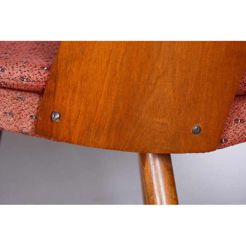 Par de cadeiras vintage em faia, nogueira e tecido de Antonín, República Checa 1950