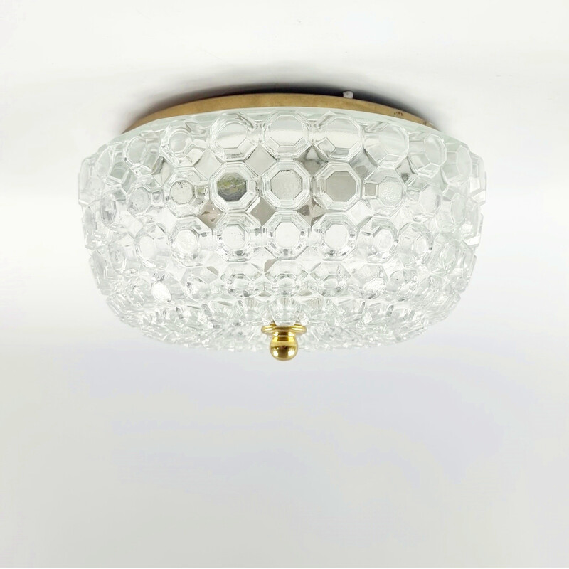 Vintage plafondlamp in bubbelglas van Helena Tynell voor Limburg, Duitsland 1960