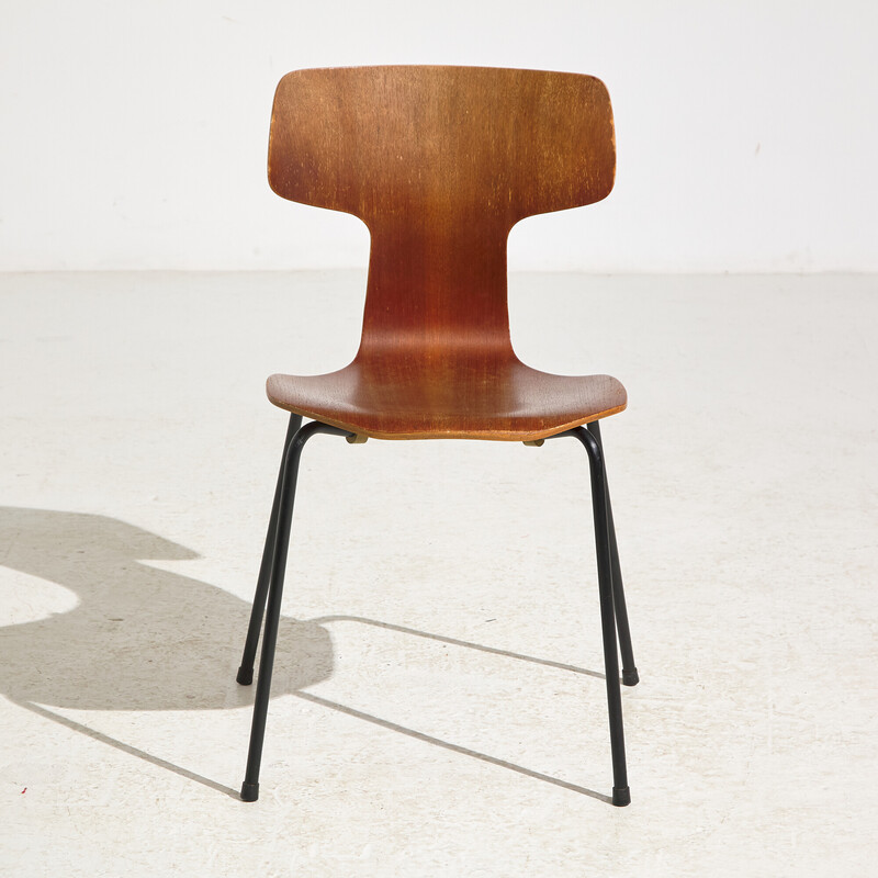 Vintage-Stuhl Modell 3103 aus Teakholz und Gummi von Arne Jacobsen für Fritz Hansen, 1960er Jahre
