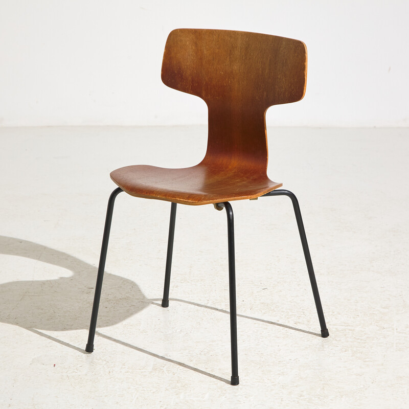 Vintage model 3103 teak and rubber chair by Arne Jacobsen for Fritz Hansen, 1960s