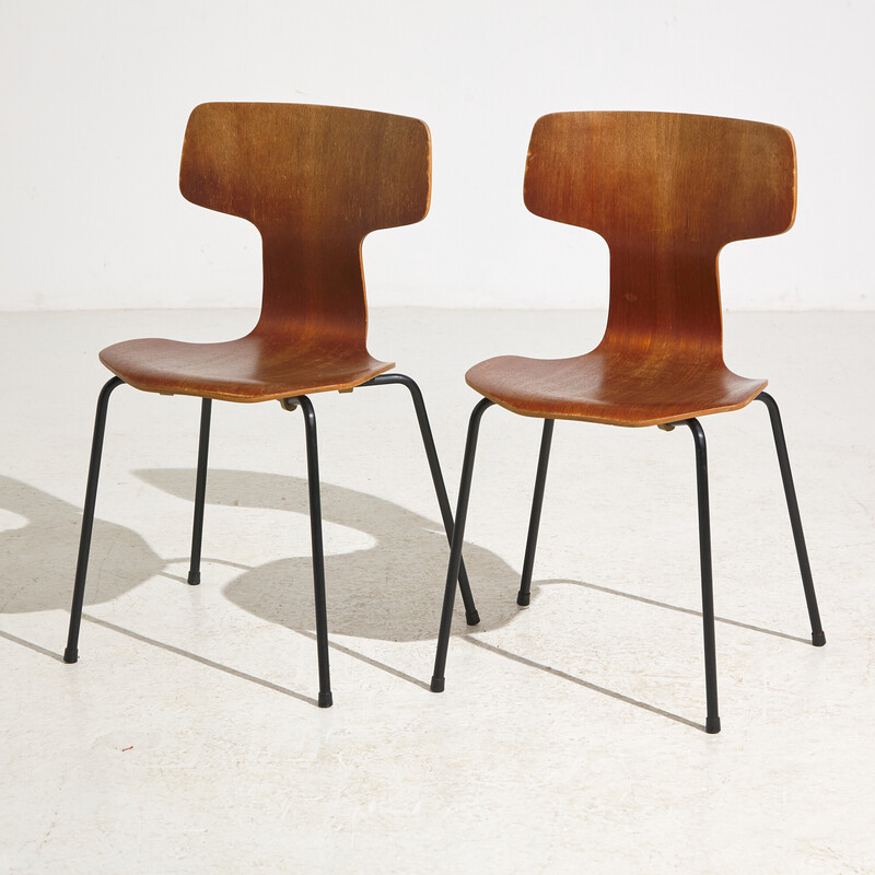 Vintage-Stuhl Modell 3103 aus Teakholz und Gummi von Arne Jacobsen für Fritz Hansen, 1960er Jahre