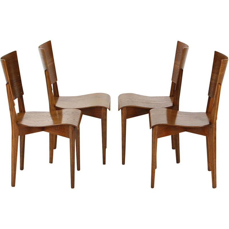 4 Dining Chairs H-59 by Jindrich Halabala - 1930s