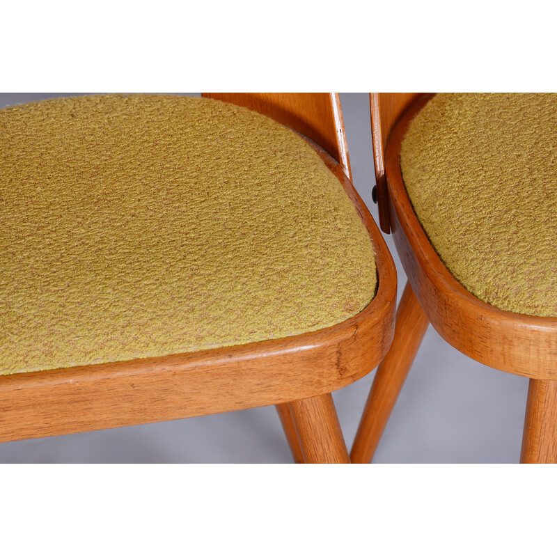 Set of 4 vintage beech and fabric chairs by Oswald Haerdtl, Czechoslovakia 1950-1959