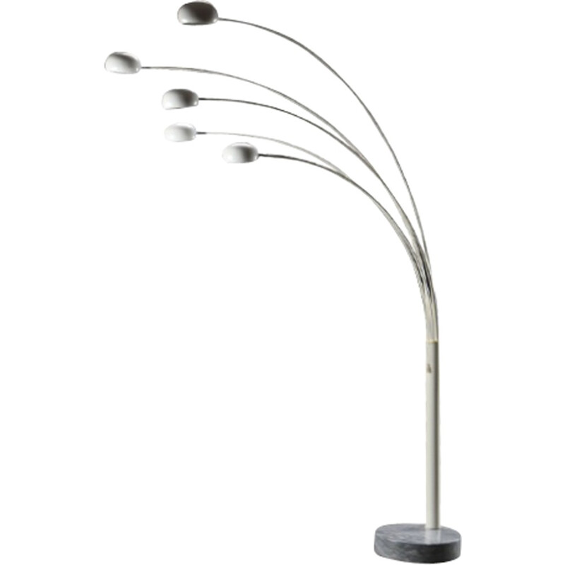 5 branches white floor lamp - 1970s