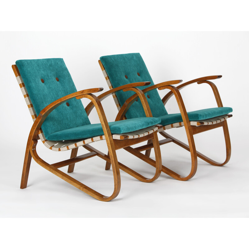 Set of 2 armchairs by Jan Vanek for Spojene UP Zavody - 1930s