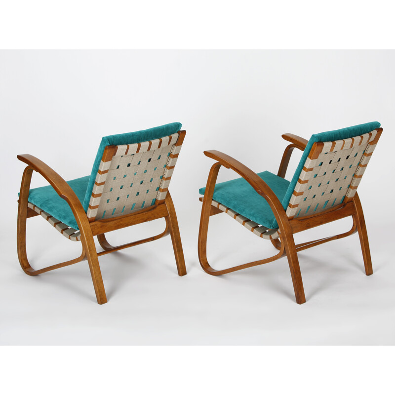 Set of 2 armchairs by Jan Vanek for Spojene UP Zavody - 1930s