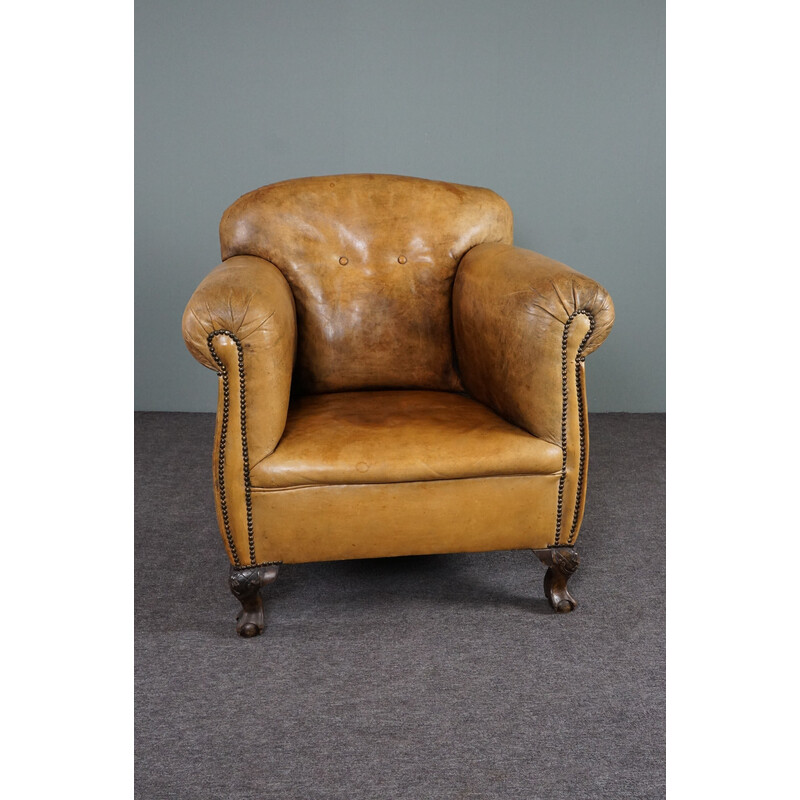 Vintage sheep leather armchair
