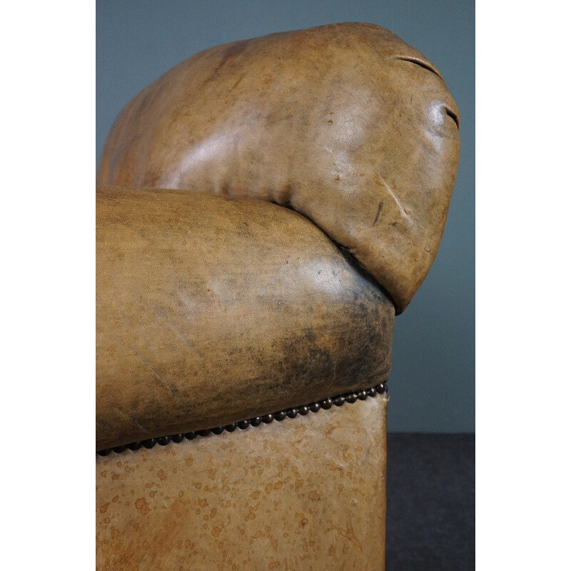 Vintage sheep leather armchair