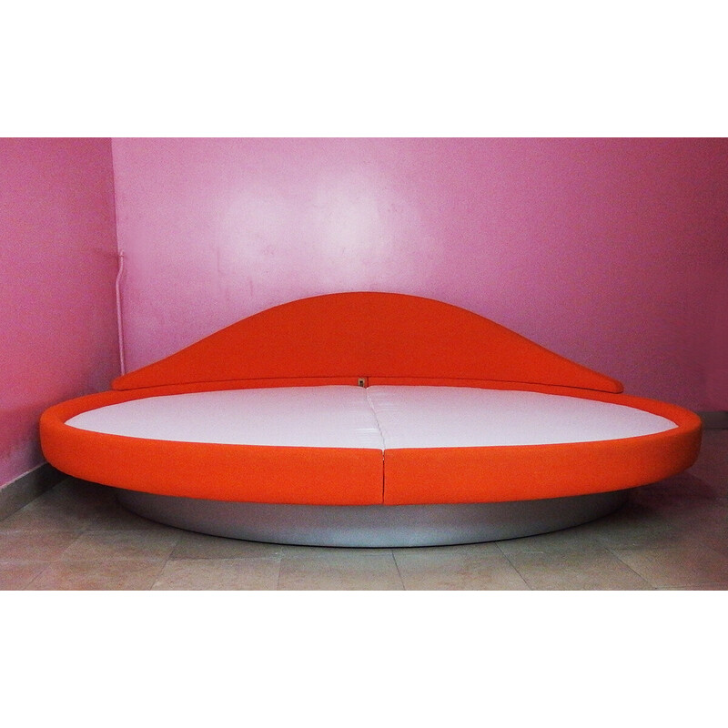 Vintage round bed and pair of night stands, France 1970