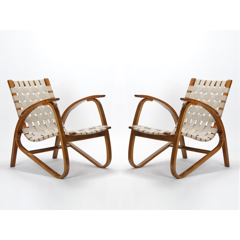 Pair of mid century armchairs by Jan Vanek for Spojene UP Zavody - 1930s