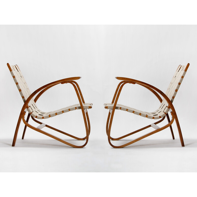 Pair of mid century armchairs by Jan Vanek for Spojene UP Zavody - 1930s