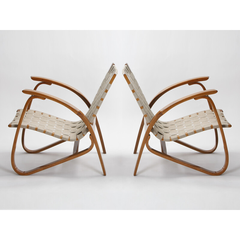 Pair of mid century armchairs by Jan Vanek for Spojene UP Zavody - 1930s