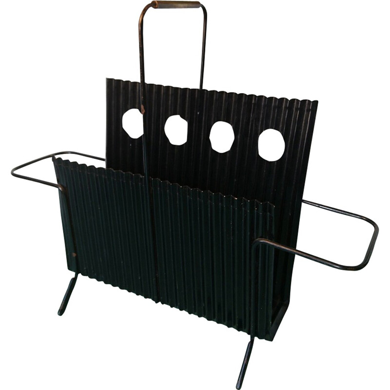 Black magazine rack model JAVA by Mathieu Mategot - 1950s