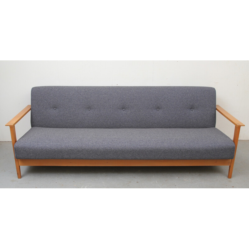 Convertible 3 seater sofa in cherrywood - 1960s
