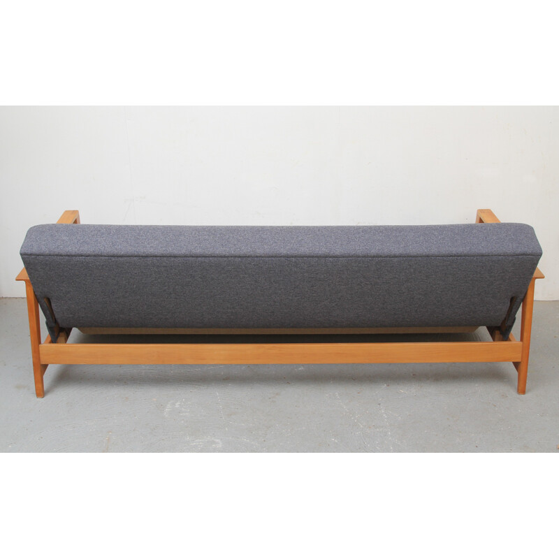 Convertible 3 seater sofa in cherrywood - 1960s