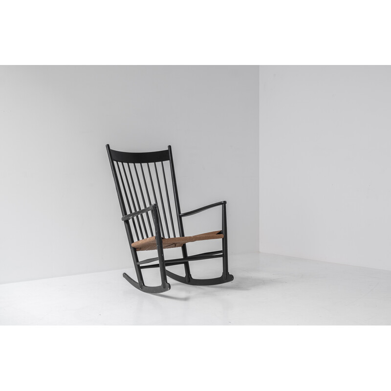 Chaise à bascule vintage en hêtre de Hans Wegner pour Fdb Møbler, Danemark 1950