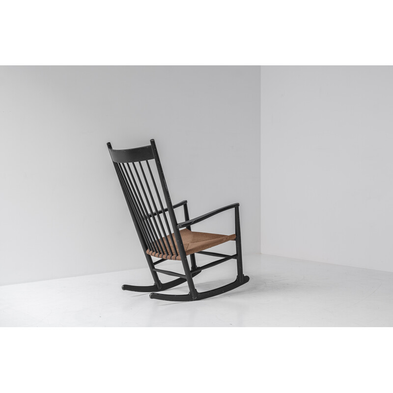 Vintage beech rocking chair by Hans Wegner for Fdb Møbler, Denmark 1950s