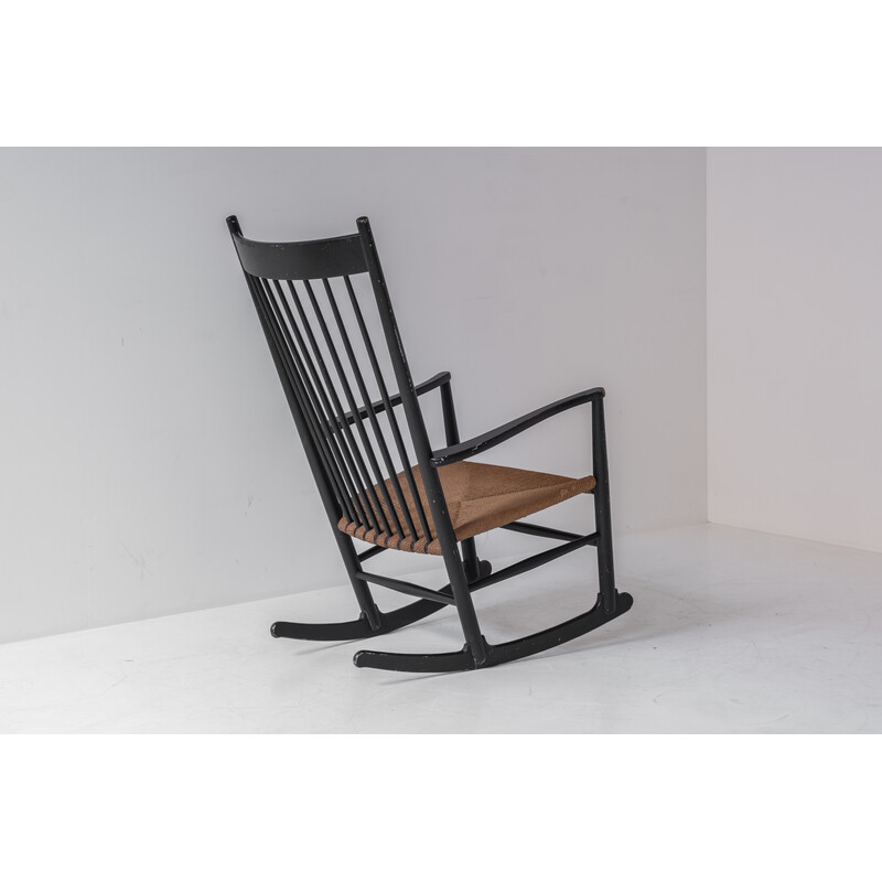 Vintage beech rocking chair by Hans Wegner for Fdb Møbler, Denmark 1950s