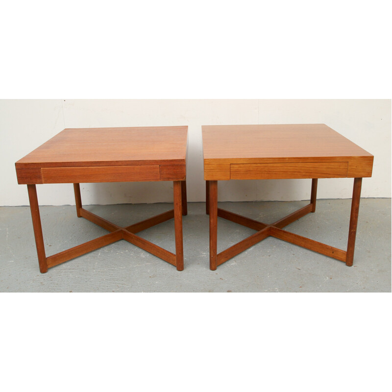 Pair of teak coffee tables with drawers - 1960s