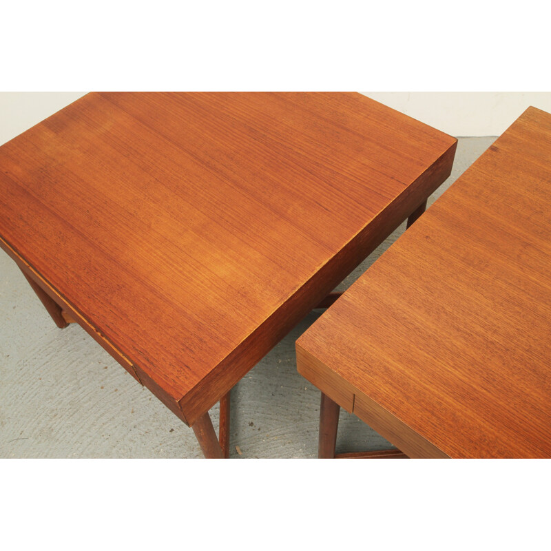 Pair of teak coffee tables with drawers - 1960s