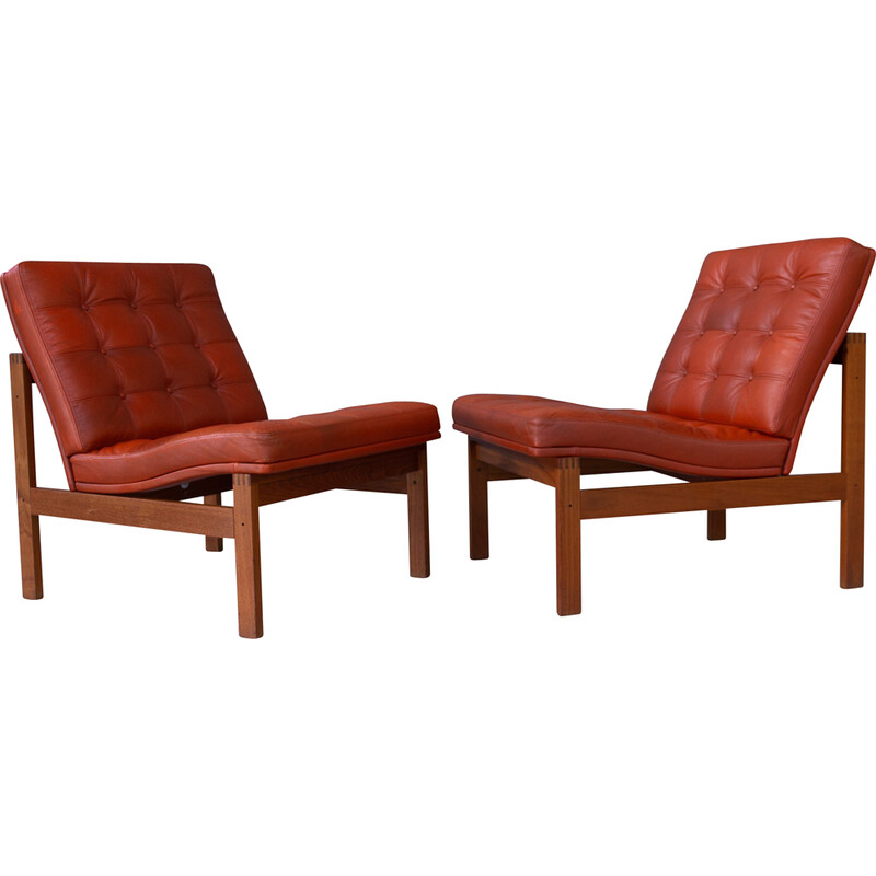 Pair of vintage lounge chairs by Gjerløv-Knudsen and Lind for France and Søn, Denmark 1970