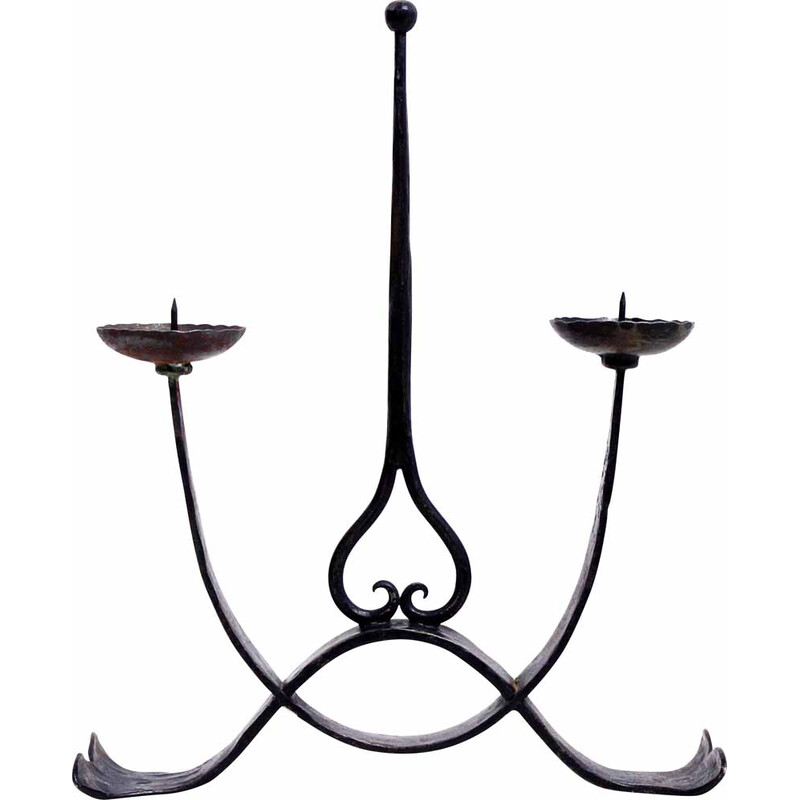 Vintage wrought iron candlestick, 1970