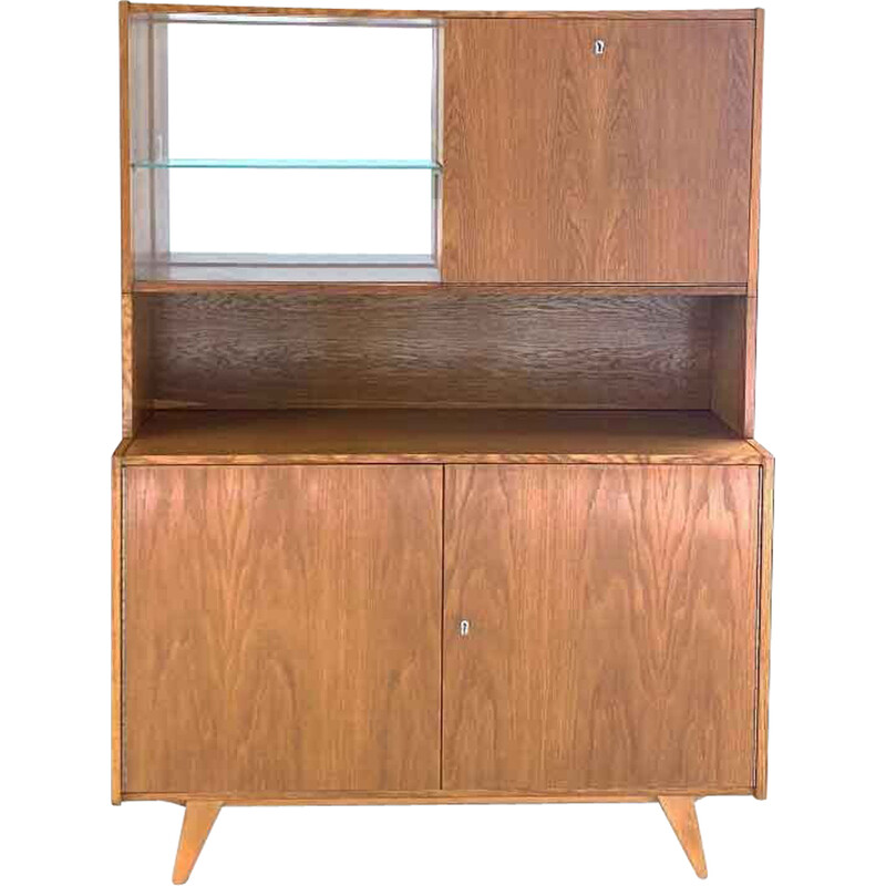 Vintage U-450 display cabinet in oak by Jiri Jiroutek for Interier Praha, Czechoslovakia 1960