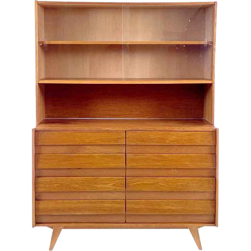 Vintage U-450 display cabinet in oak by Jiri Jiroutek for Interier Praha, Czechoslovakia 1960