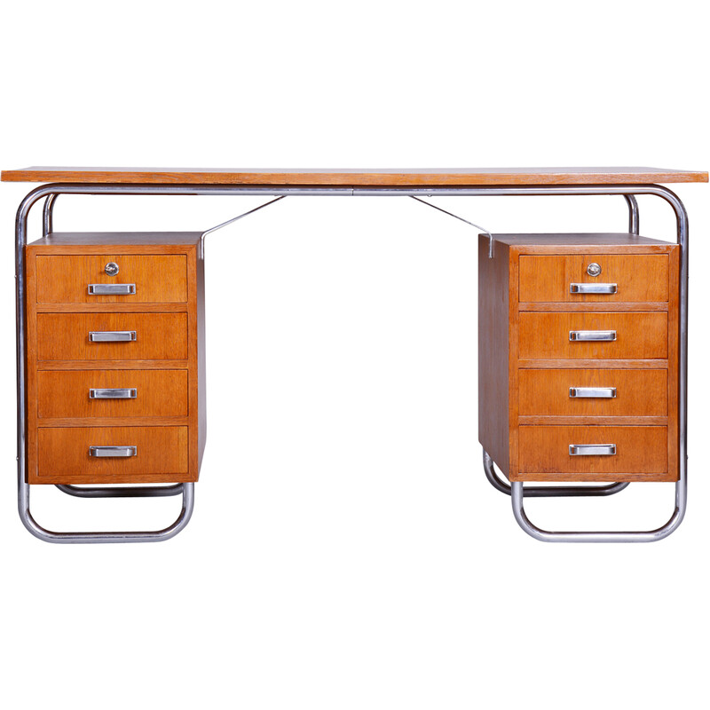 Vintage beukenhouten bureau voor Mücke-Melder, Tsjecho-Slowakije jaren 1930