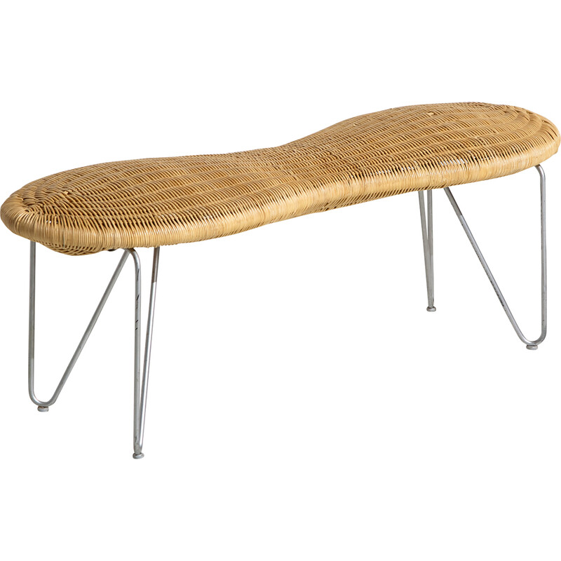 Vintage rattan bench for Ikea, 1990s